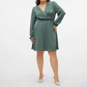 NWT Vero Moda Mary Long Sleeve Dress Dark Forest Size 16